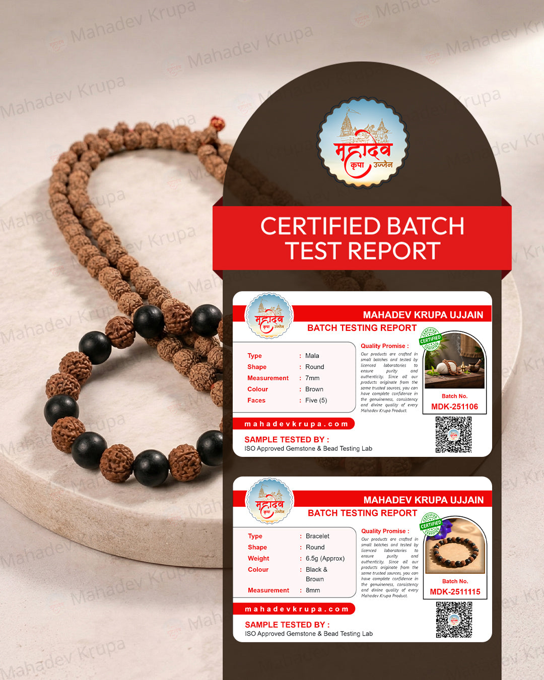 Mahadevkrupa Rudraksha Mala & Rudraksha + Karungali Bracelet Combo | Spiritual Healing & Protection Set