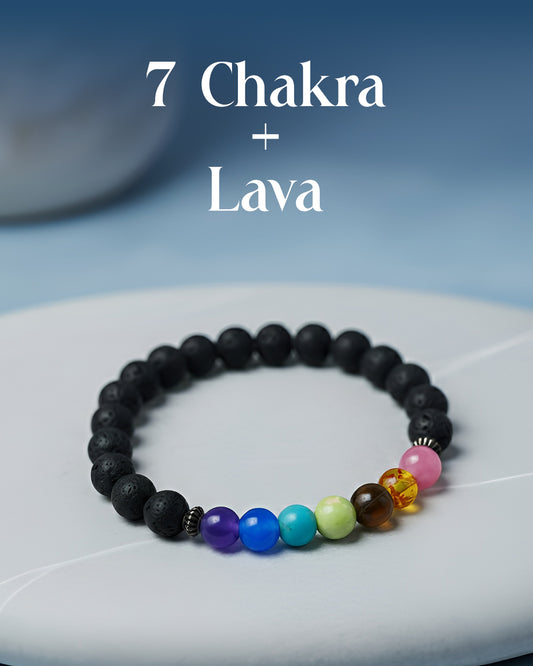 7 Chakra Lava Stone Bracelet – Natural Stone & Lava Beads