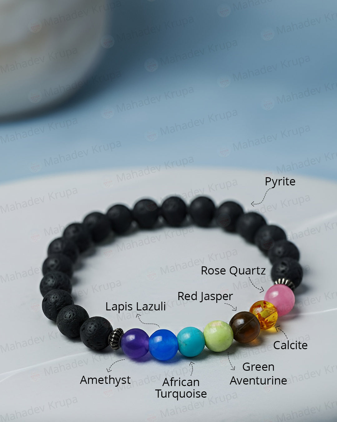 7 Chakra Lava Stone Bracelet