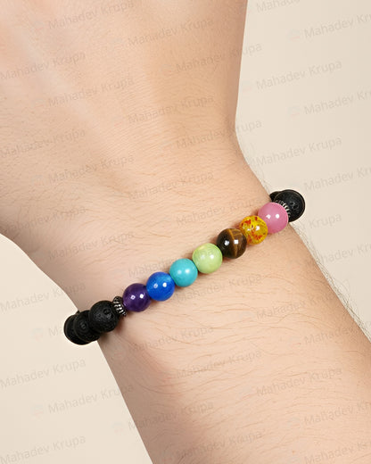 7 Chakra Lava Stone Bracelet