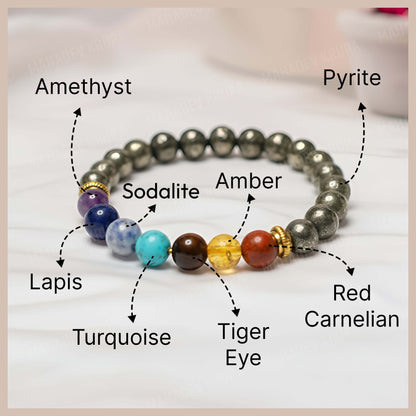 7 chakra pyrite bracelet
