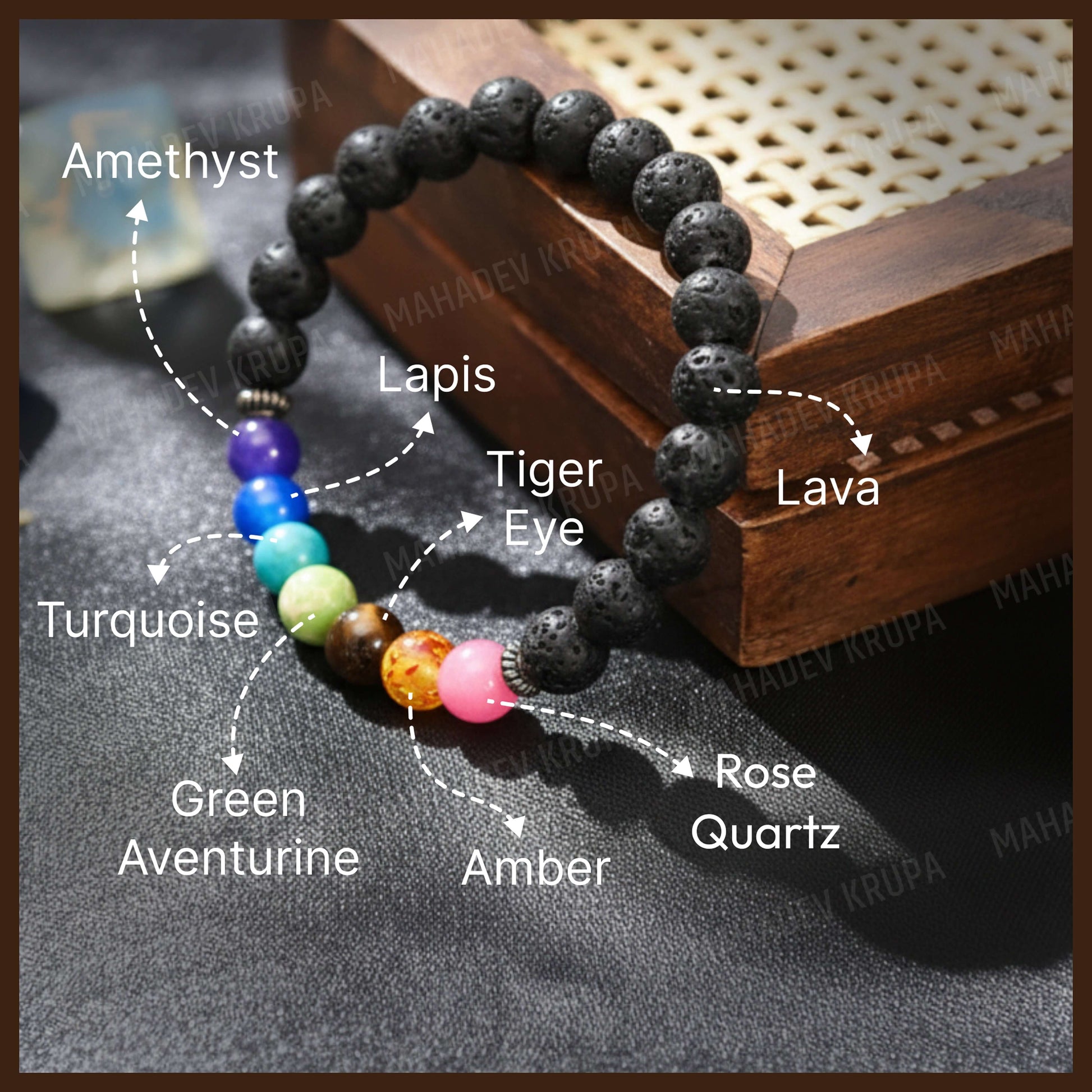 7 chakra lava stone bracelet