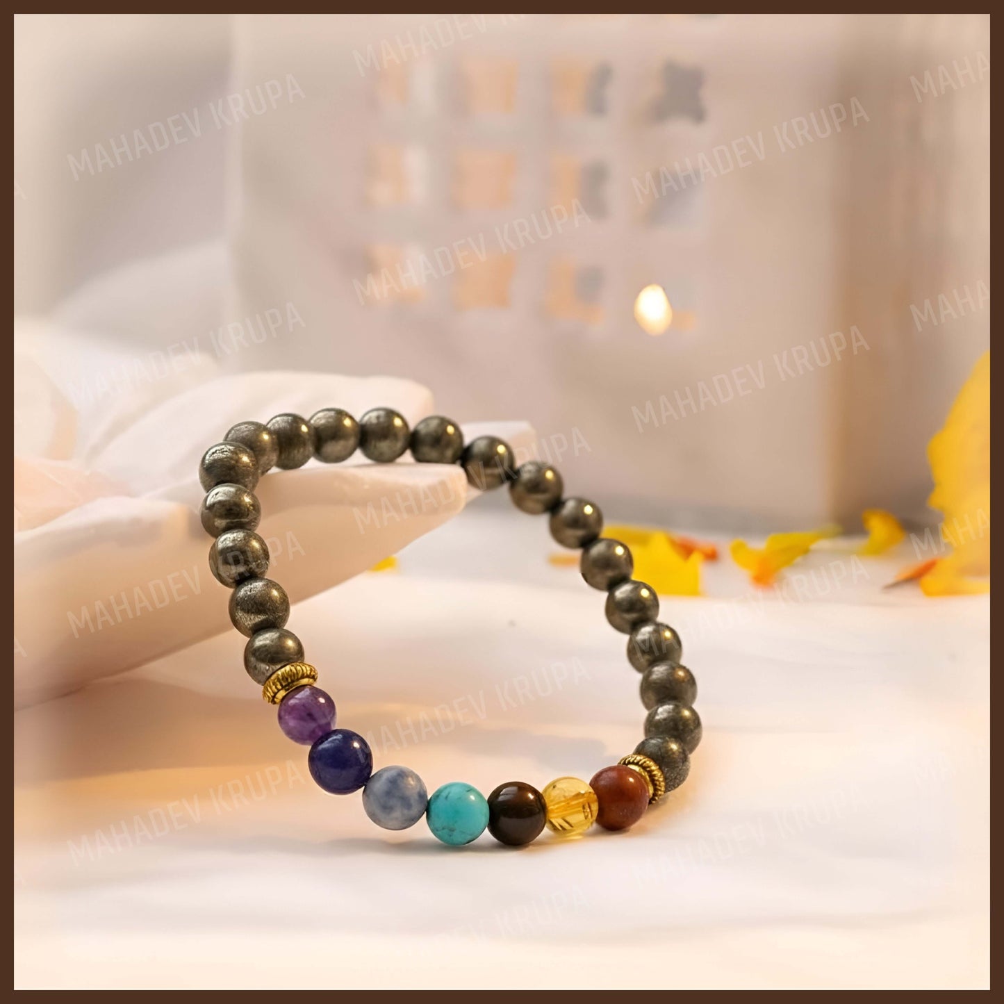 7 chakra pyrite bracelet