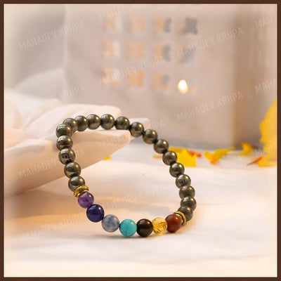 7 Chakra & Pyrite Bracelet – Natural Stone Beads