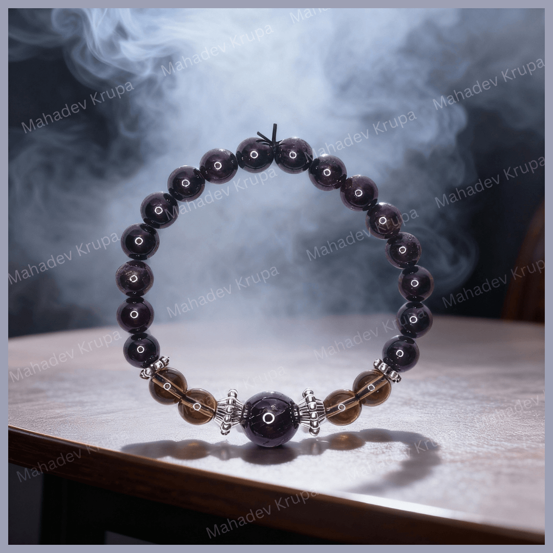 Red Garnet and Smoky Quartz Bracelet