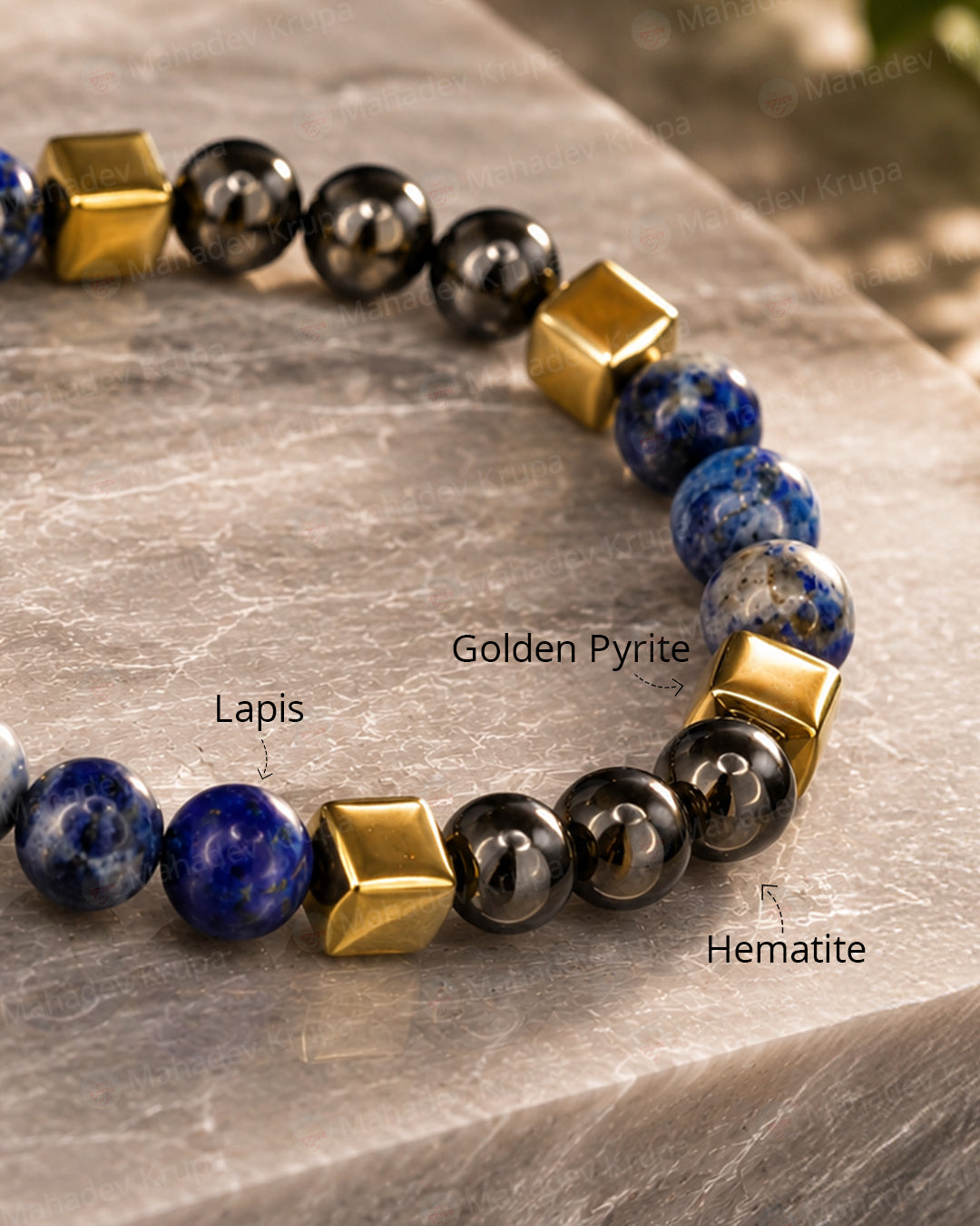 Lapis Lazuli & Hematite Zodiac Band – Aquarius (कुंभ राशि)