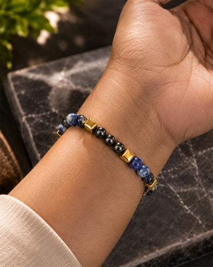 Lapis Lazuli & Hematite Zodiac Band – Aquarius (कुंभ राशि)