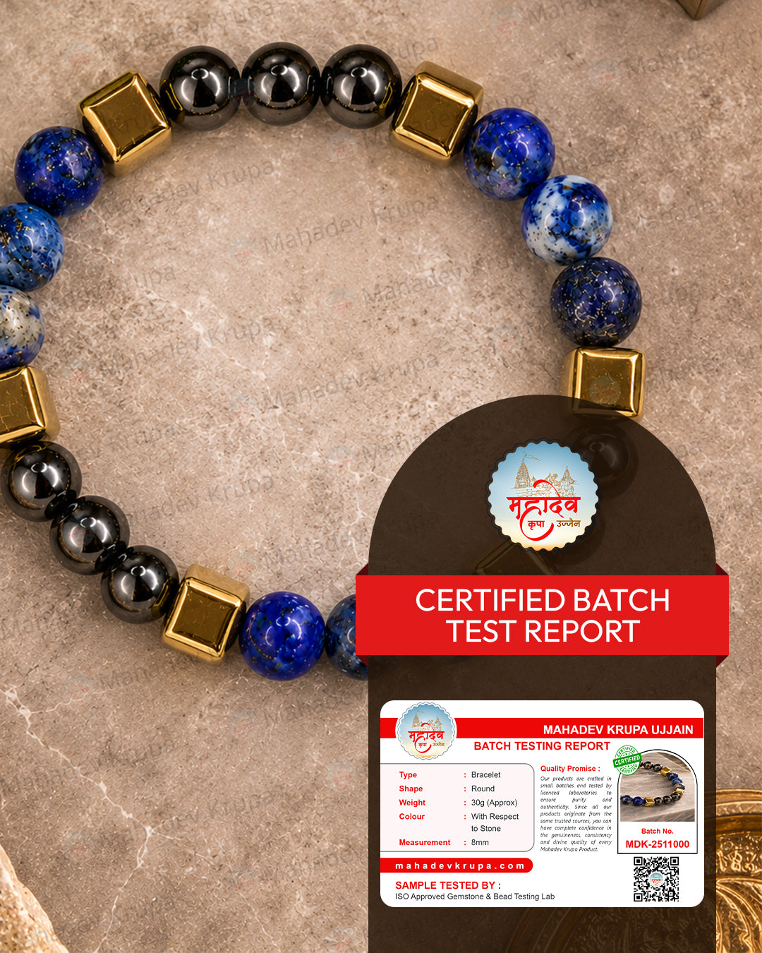 Lapis Lazuli & Hematite Zodiac Band – Aquarius (कुंभ राशि)
