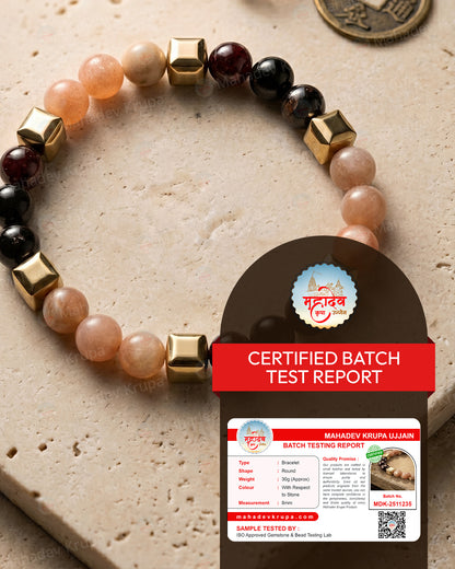 Red Garnet &  Sunstone Zodiac Band – Aries (मेष राशि)