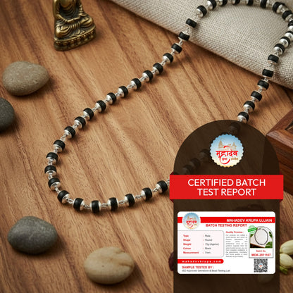 Silver Plated Karungali Mala – Natural Ebony Wood