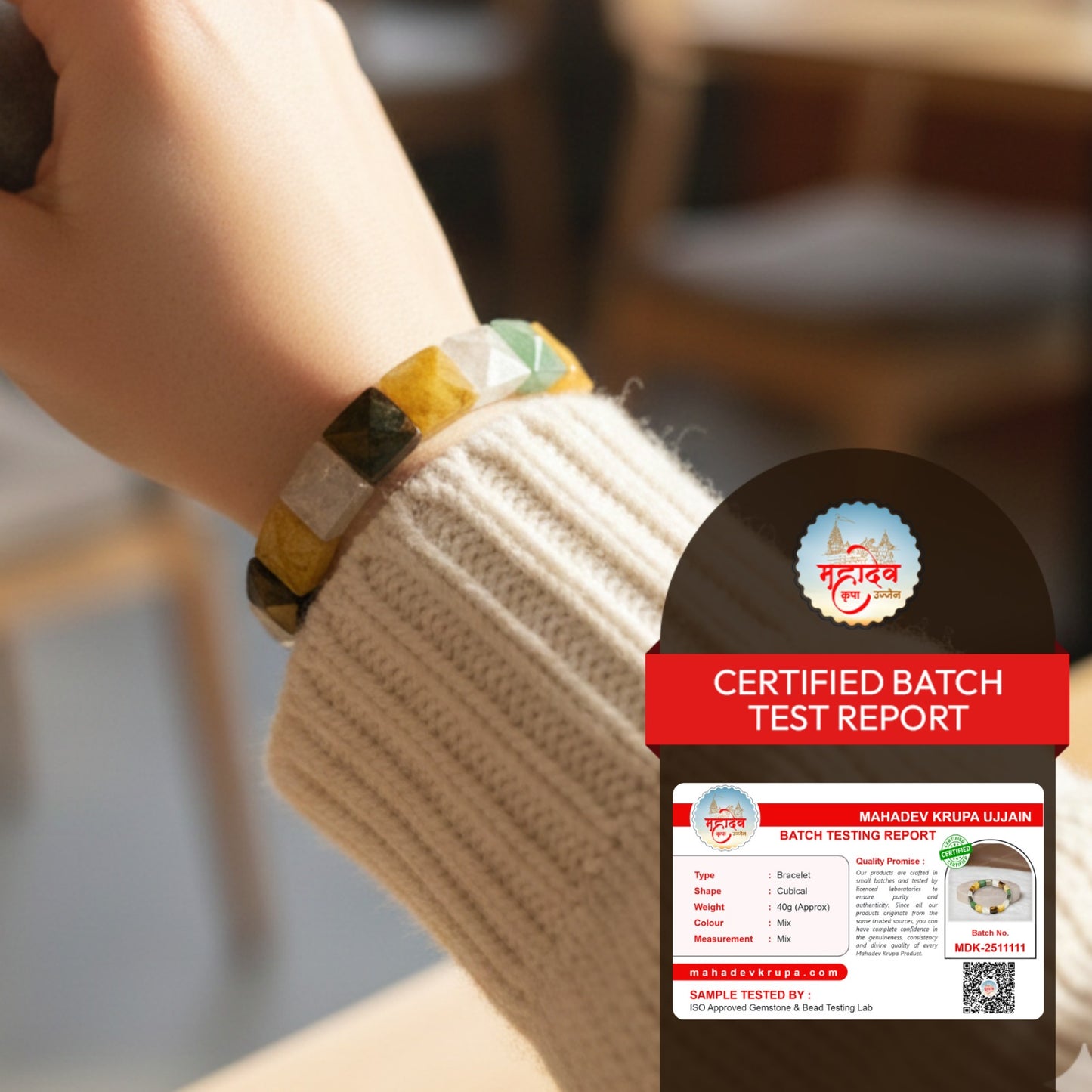 Cubical Stone Bracelet – Natural Bead Design