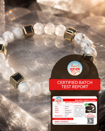 Howlite & Selenite Zodiac Band – Cancer (कर्क राशि)