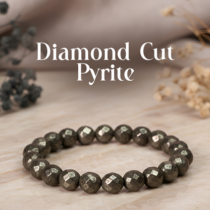 Diamond Cut Pyrite Bracelet – Natural Stone Beads Diamond Cut Pyrite Bracelet