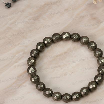 Diamond Cut Pyrite Bracelet – Natural Stone Beads