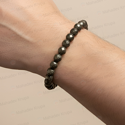 Diamond Cut Pyrite Bracelet – Natural Stone Beads