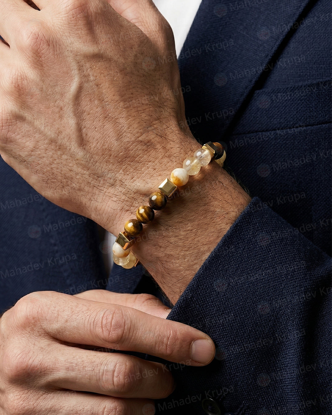 Tiger Eye & Citrine Zodiac Band –  Leo (सिंह राशि)