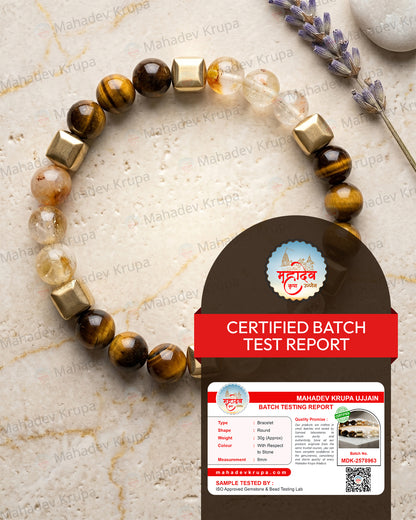 Tiger Eye & Citrine Zodiac Band –  Leo (सिंह राशि)