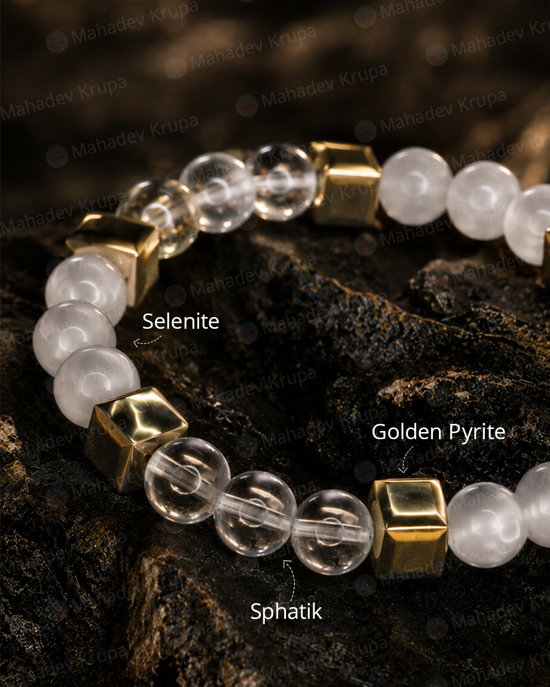 Sphatik & Selenite Zodiac Band – Libra (तुला राशि)