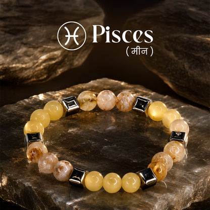 Citrine & Yellow Aventurine Zodiac Band - Pisces (मीन राशि)