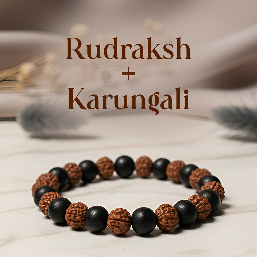 Karungali Mala with Rudraksha
