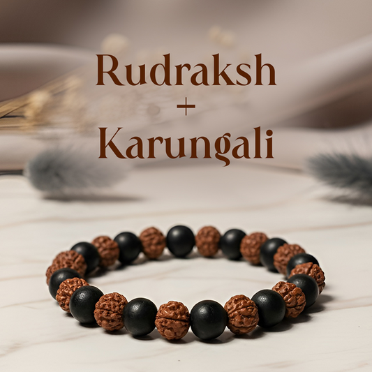 Karungali Mala with Rudraksha
