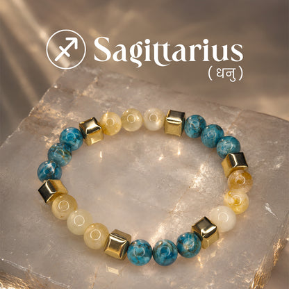 Citrine & Turquoise Zodiac Band – Sagittarius (धनु राशि)