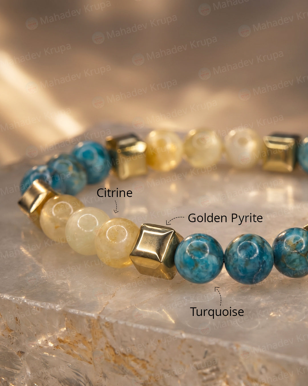 Citrine & Turquoise Zodiac Band – Sagittarius (धनु राशि)