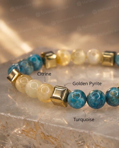 Citrine & Turquoise Zodiac Band – Sagittarius (धनु राशि)