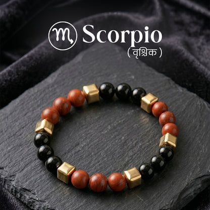 Red Jasper & Obsidian Zodiac Band – Scorpio (वृश्चिक राशि)