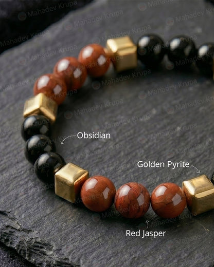 Red Jasper & Obsidian Zodiac Band – Scorpio (वृश्चिक राशि)