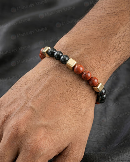 Red Jasper & Obsidian Zodiac Band – Scorpio (वृश्चिक राशि)