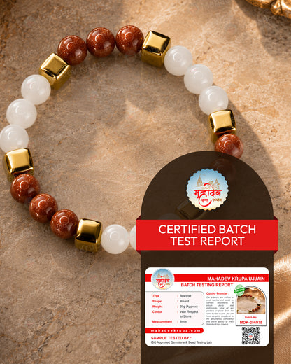 Moonstone & Goldstone Zodiac Band – Taurus (वृषभ राशि)