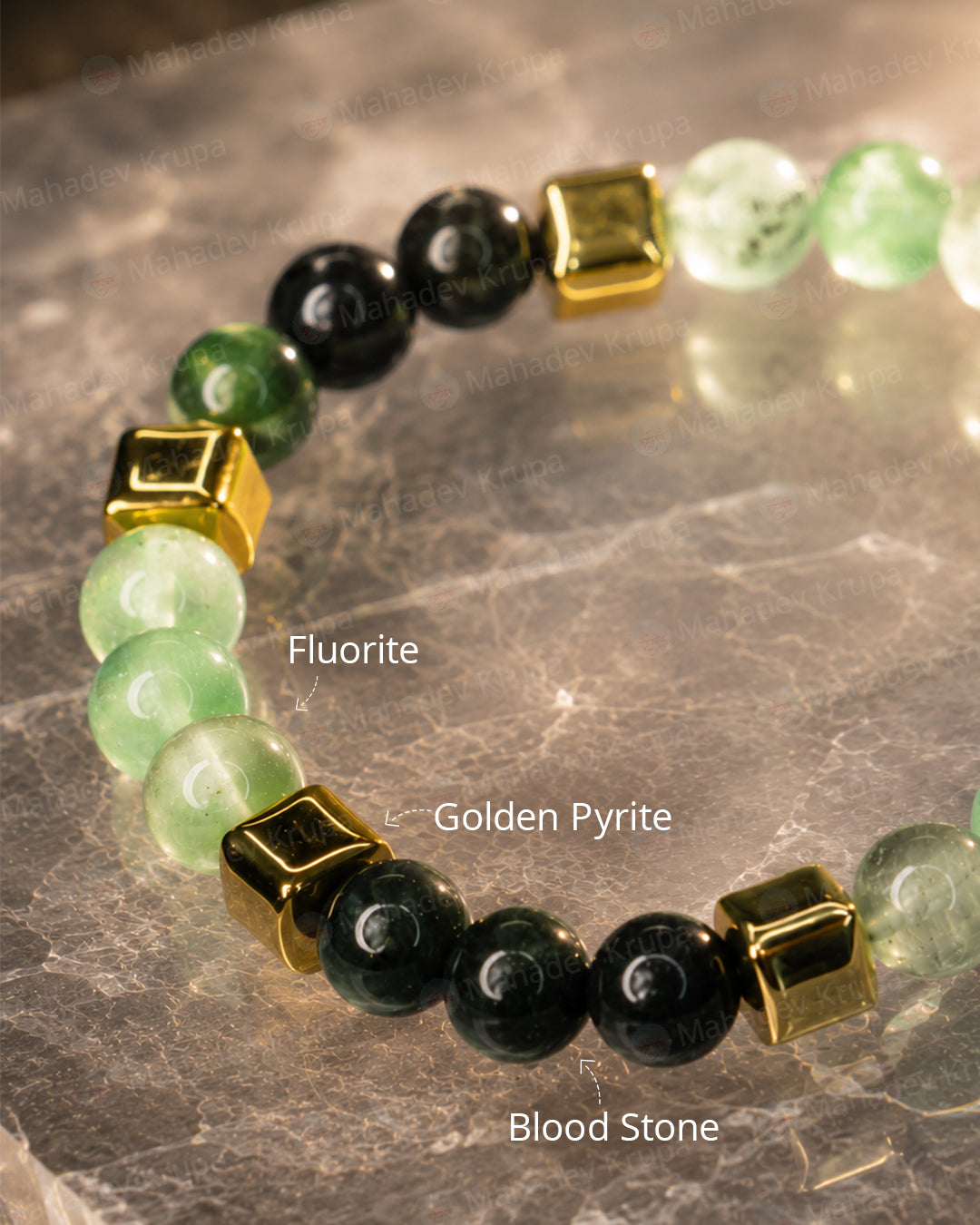 Multi Fluorite & Bloodstone Zodiac Band – Virgo (कन्या राशि)