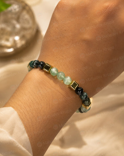 Multi Fluorite & Bloodstone Zodiac Band – Virgo (कन्या राशि)