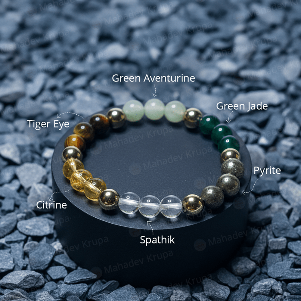 Dhanyog Bracelet – Natural Stone Bead Bracelet - Spiritual Energy Bracelet - Mahadev Krupa Ujjain