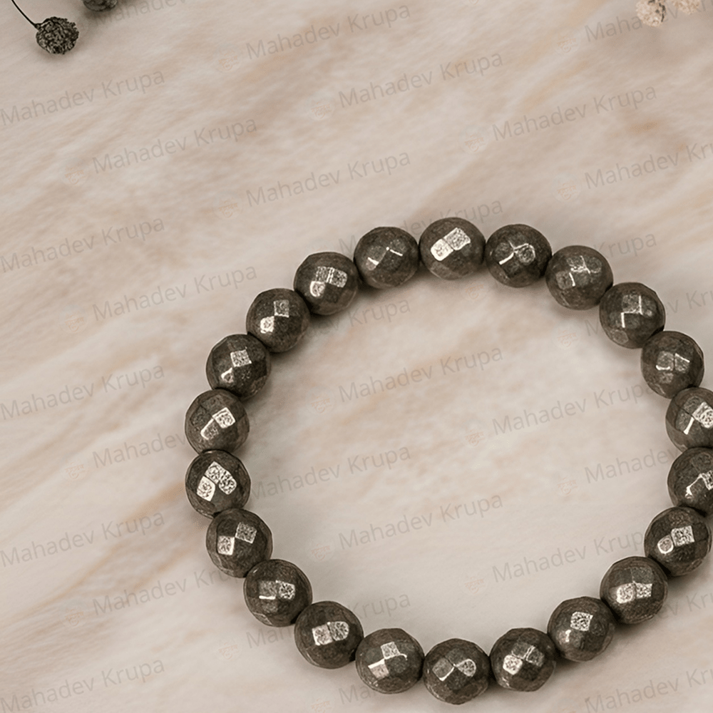 Diamond Cut Pyrite Bracelet – Natural Stone Beads - Spiritual Energy Bracelet - Mahadev Krupa Ujjain