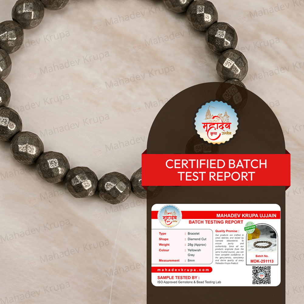 Diamond Cut Pyrite Bracelet – Natural Stone Beads - Spiritual Energy Bracelet - Mahadev Krupa Ujjain