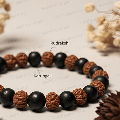 Divya Rudraksha Karungali Bracelet - Spiritual Energy Bracelet - Mahadev Krupa Ujjain