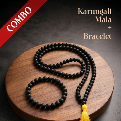 Mahadevkrupa Karungali Mala Bracelet Set | Spiritual Protection & Energy Balance Combo