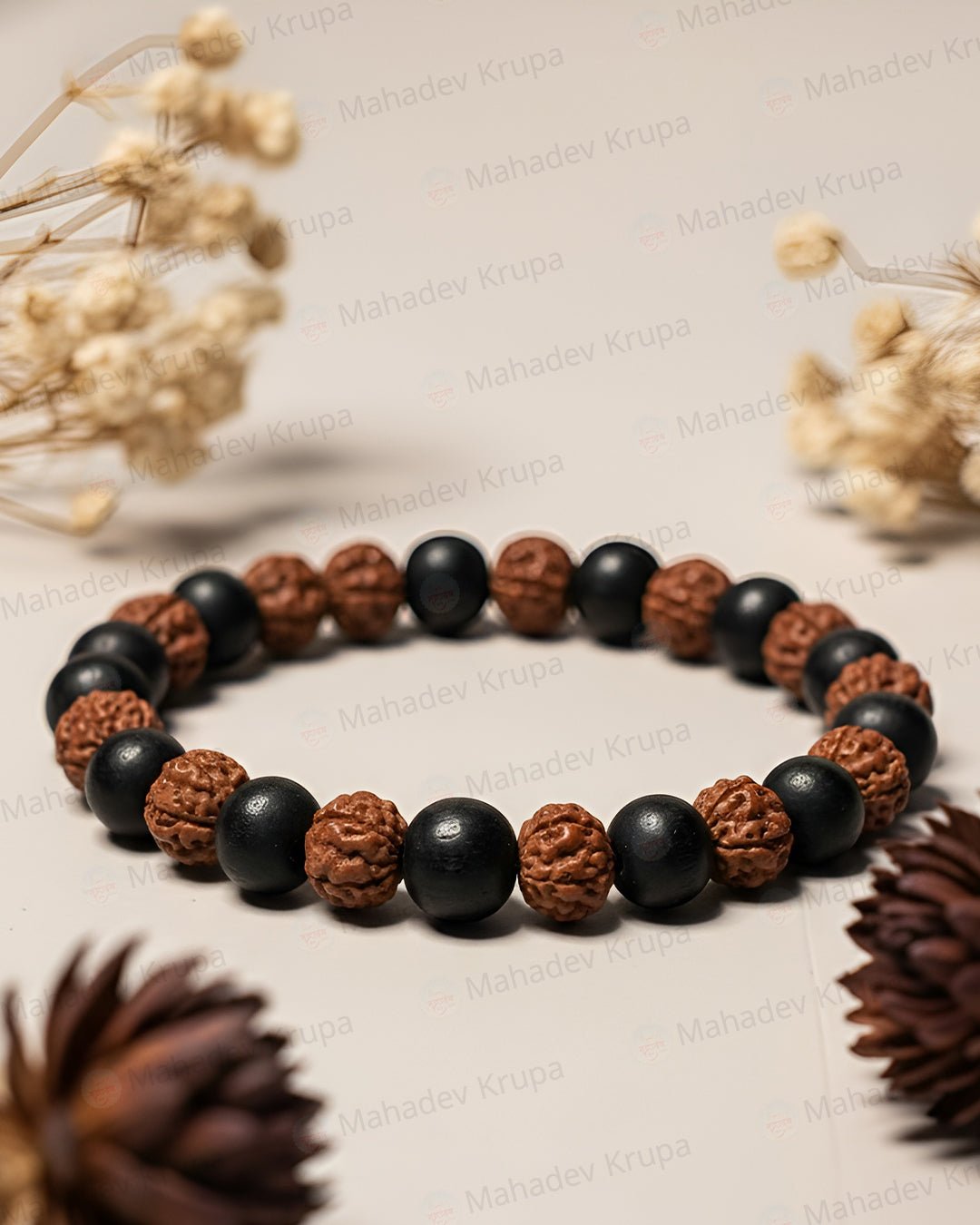 Mahadevkrupa Rudraksha Mala & Rudraksha + Karungali Bracelet Combo | Spiritual Healing & Protection Set - Crystal Healing Bracelet & Spiritual Mala - Mahadev Krupa Ujjain