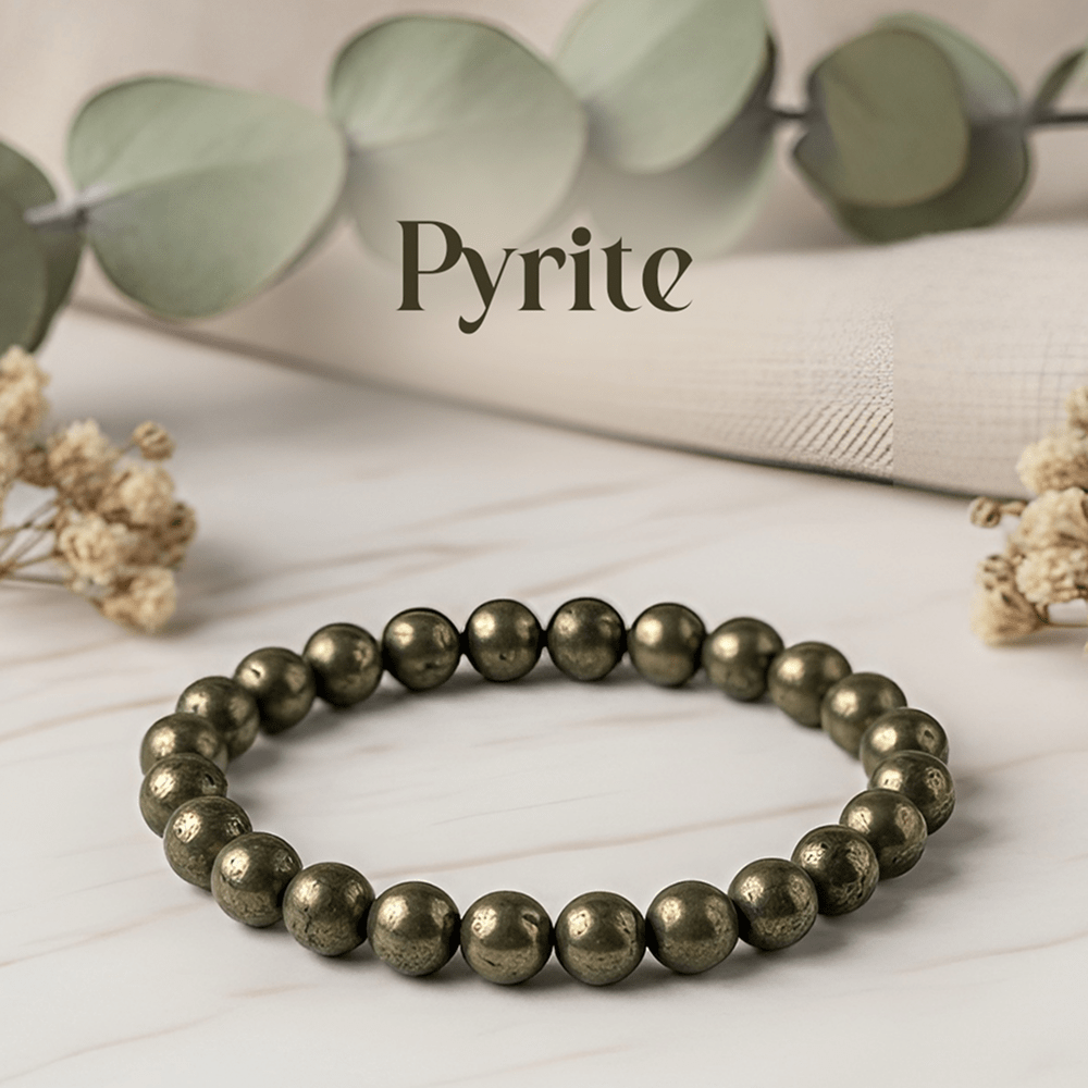 Natural Pyrite Bracelet – Natural Stone Beads - Spiritual Energy Bracelet - Mahadev Krupa Ujjain