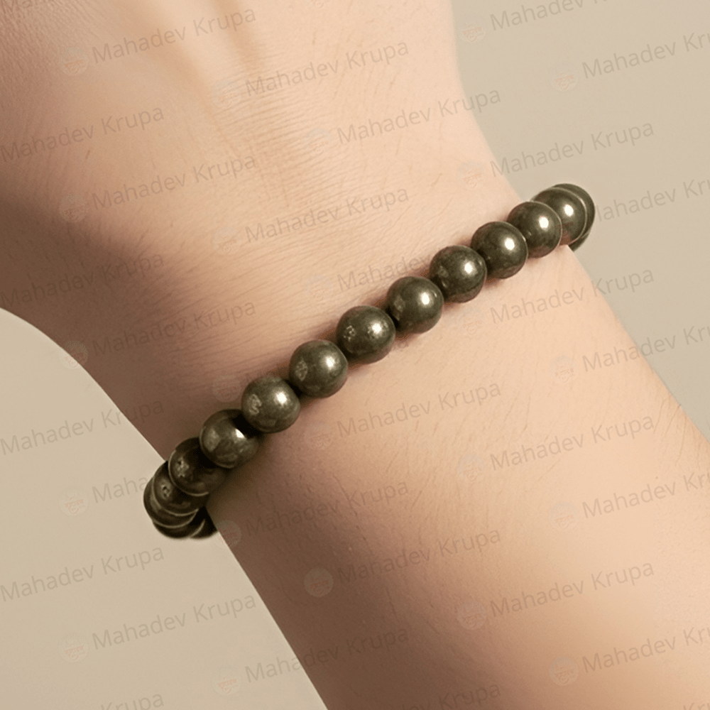 Natural Pyrite Bracelet – Natural Stone Beads - Spiritual Energy Bracelet - Mahadev Krupa Ujjain