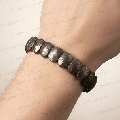 Oval Pyrite Bracelet – Natural Stone Beads - Spiritual Energy Bracelet - Mahadev Krupa Ujjain