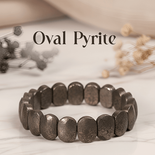 Oval Pyrite Bracelet – Natural Stone Beads - Spiritual Energy Bracelet - Mahadev Krupa Ujjain