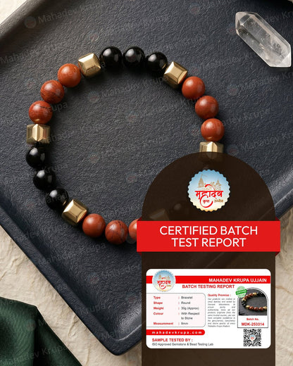 Red Jasper & Obsidian Zodiac Band – Scorpio (वृश्चिक राशि) - Crystal Healing Bracelet - Mahadev Krupa Ujjain