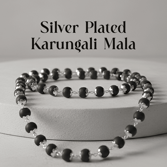 Silver Plated Eternal Karungali Mala – Natural Ebony Wood - Spiritual Mala - Mahadev Krupa Ujjain