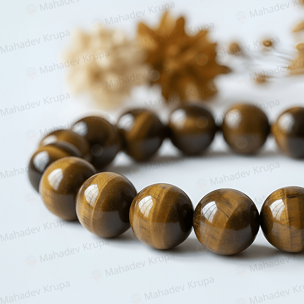 Tiger Eye Bracelet – Natural Stone Beads, Ujjain - Spiritual Energy Bracelet - Mahadev Krupa Ujjain