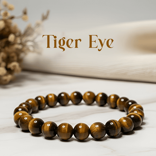 Tiger Eye Bracelet – Natural Stone Beads, Ujjain - Spiritual Energy Bracelet - Mahadev Krupa Ujjain